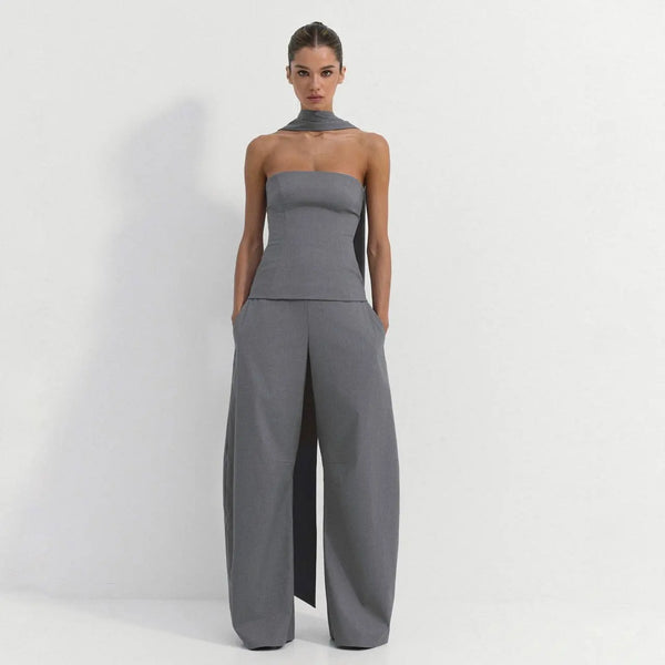 Grey trousers 9TO9 + Grey bandeau 9TO9